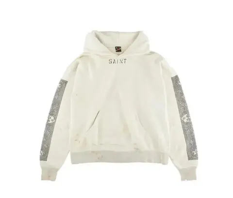 Saint Hoodie with Skull Sleeve Design