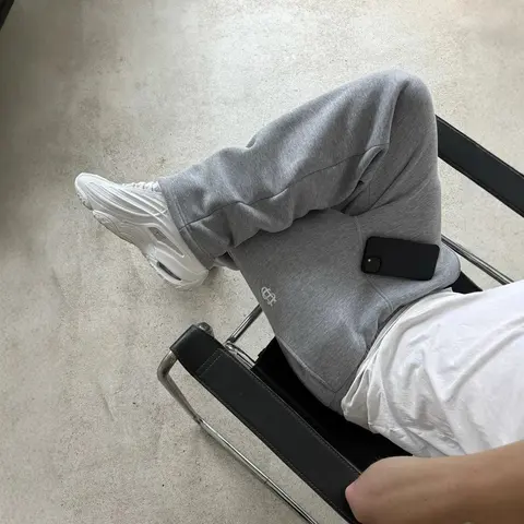Gray Sweatpants with Logo Detail