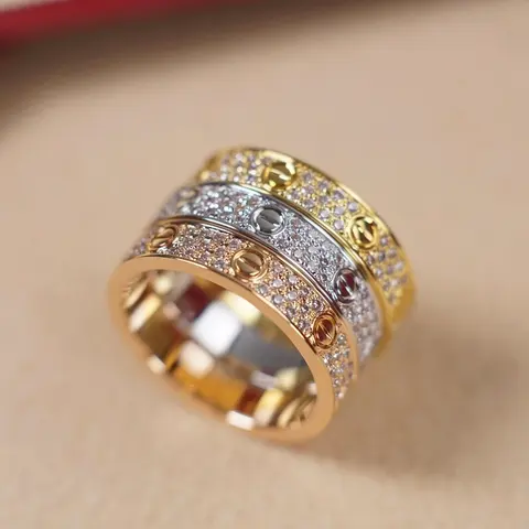 Cartier Love Ring with Diamond Pavé and Gold Band
