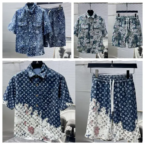 Louis Vuitton Monogram Print Short Sleeve Shirt and Shorts Set
