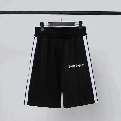 Palm Angels Black Track Shorts with White Side Stripes