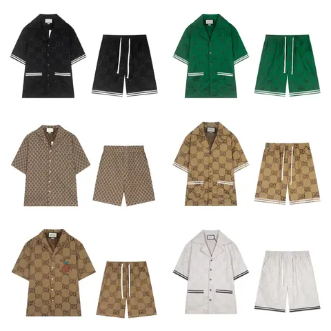 Gucci GG Monogram Short Sleeve Shirt and Shorts Sets