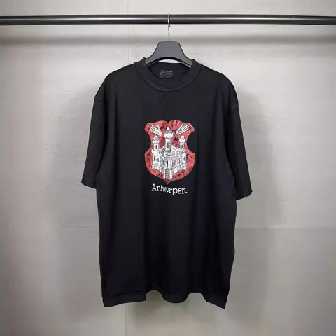 Antwerpen Black T-Shirt with Castle Crest Design