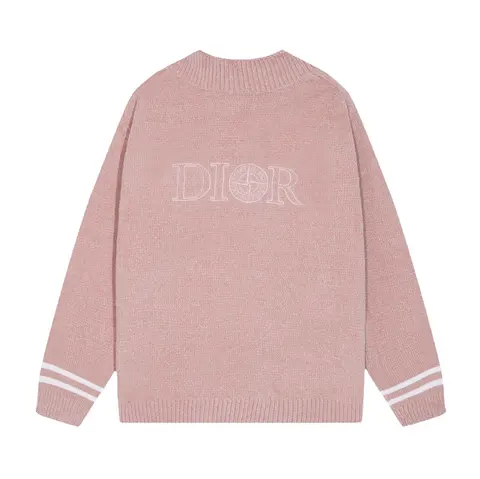 Dior Pink Knit Sweater with Logo Embroidery