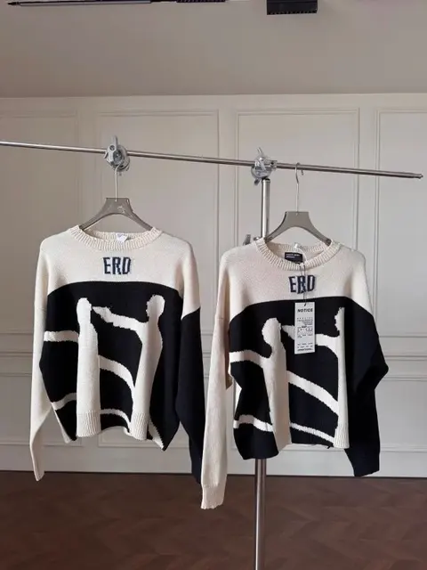 Ero Knit Sweater with Zebra Print Design