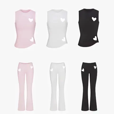 COTTON JERSEY HEART Valentine's Day Matching Vest Dress Set