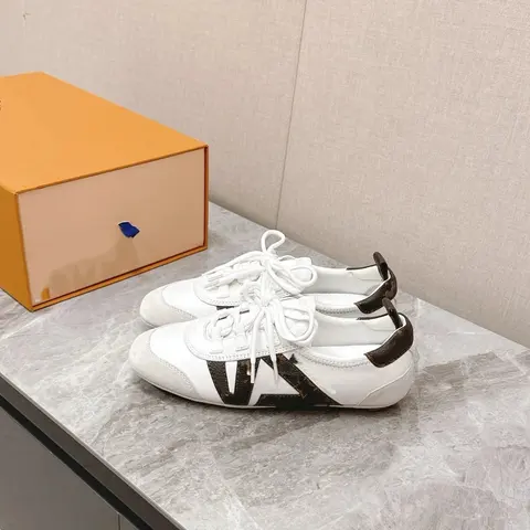 Louis Vuitton White and Monogram Trainer Sneakers