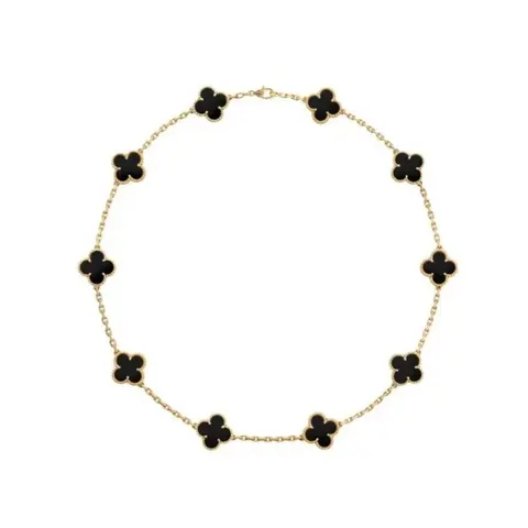 Black Clover Motif Gold Chain Necklace