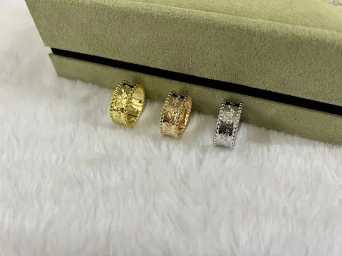 Gold and Silver Embossed Band Rings Set