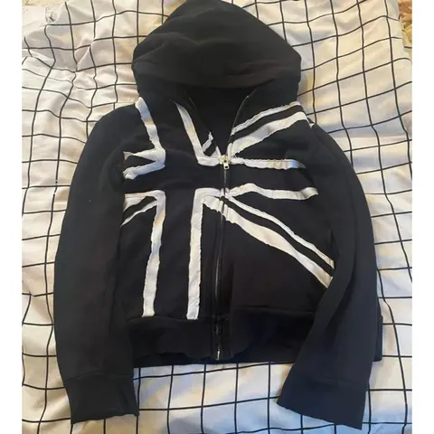 Black Hoodie with White Cross Design