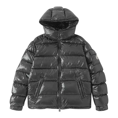 Moncler Black Quilted Down Jacket with Hood