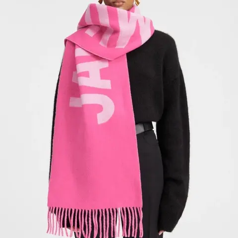 JACQUEMUS Pink Logo Scarf