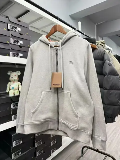 Burberry Gray Zip-Up Hoodie