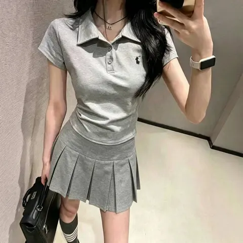 Ralph Lauren Grey Polo Shirt and Skirt Set