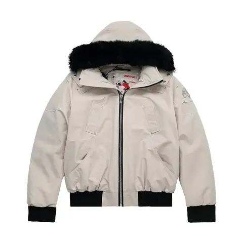 Canada Goose Down-Filled Bomber Jacket with Fur Trim Hood