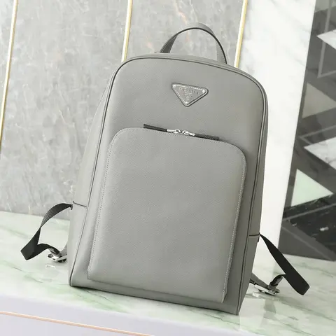 Prada Gray Saffiano Leather Backpack