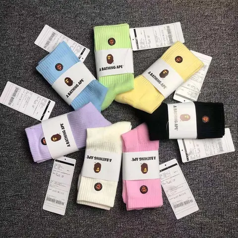 A Bathing APE Macaron Monkey Embroidered Couple Socks