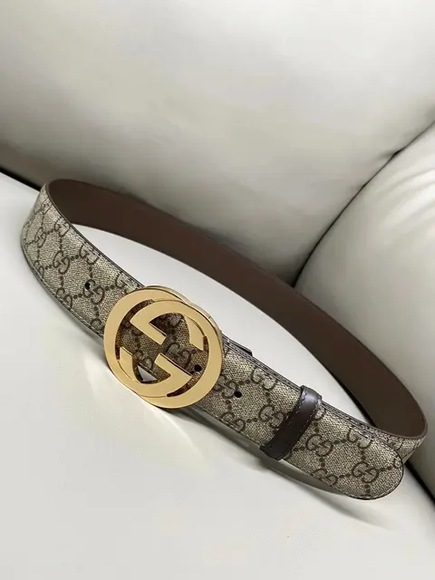 Gucci GG Supreme Belt with Gold-Tone Buckle