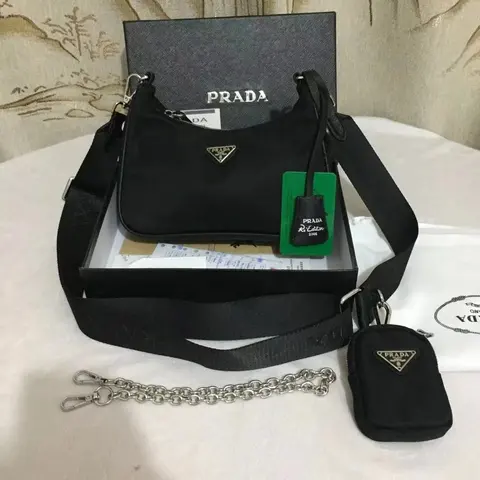 Prada Re-Edition 2005 Nylon Shoulder Bag with Chain Strap