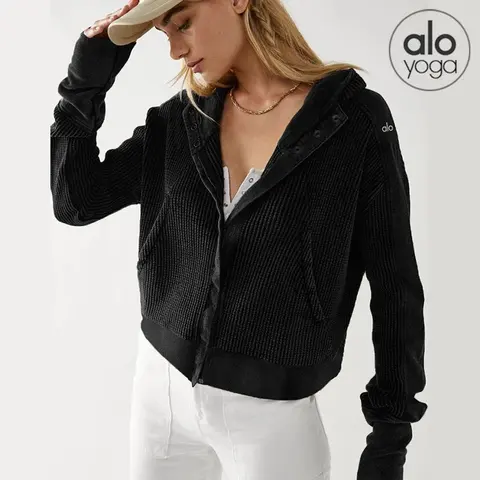 alo yoga Black Corduroy Hoodie