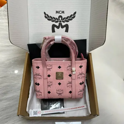 MCM Pink Visetos Mini Shopper Bag