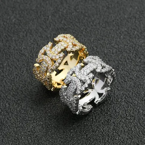 Double C Logo Diamond Ring Set - Gold and Silver