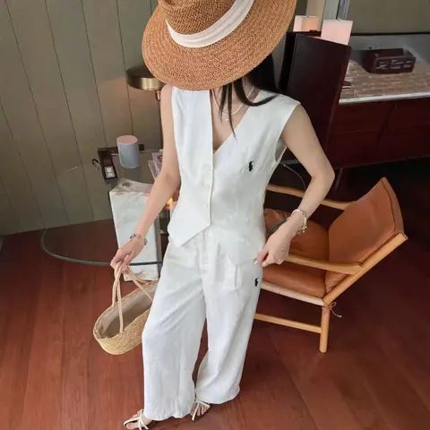 Polo Ralph Lauren White Linen Sleeveless Jumpsuit