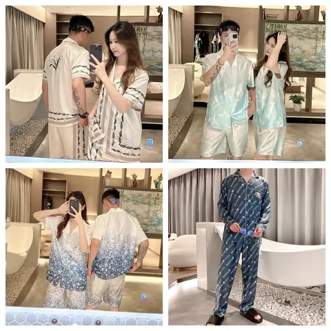 Louis Vuitton Black and White Monogram Short Sleeve Pajama Set