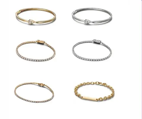 Lead-Free Pandora-Style Diamond-Plated Bracelet