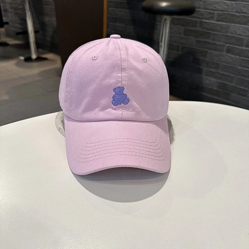 爱心小熊刺绣棒球帽—粉色
