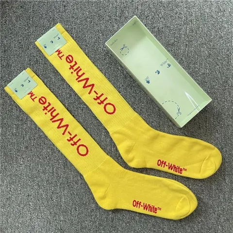 Off-White Yellow Logo Socks