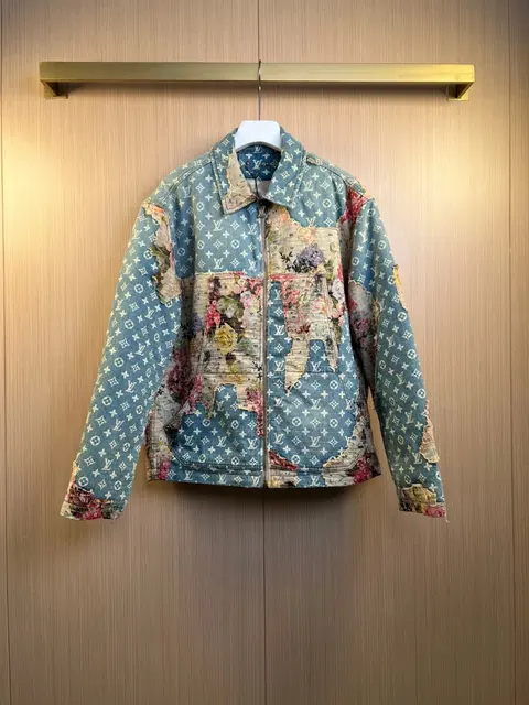 Louis Vuitton Destroyed Floral Workwear Denim Jacket