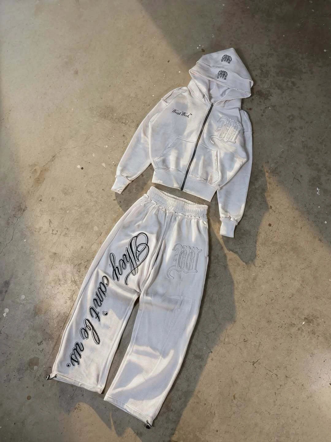 白色烫钻套装