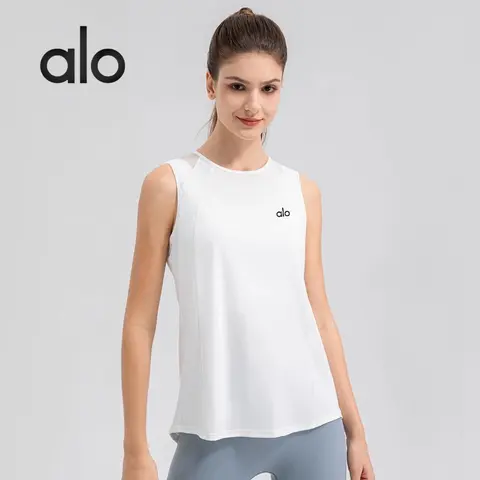 alo White Sleeveless Tank Top