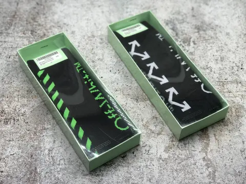 OFF WHITE OW 19SS Cotton Towel-Base Socks in Box Packaging