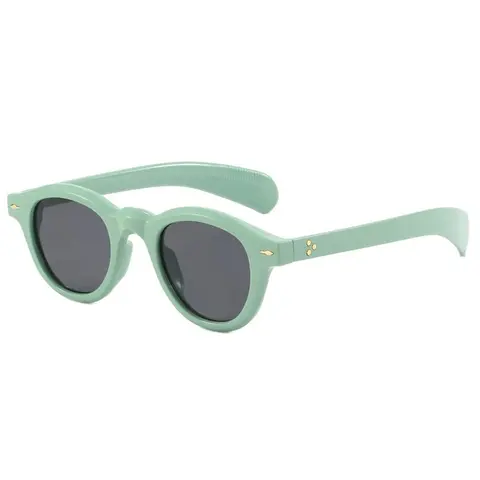 Mint Green Round Sunglasses with Gold Accents