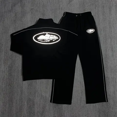 Black Reflective Tracksuit with Oval Logo