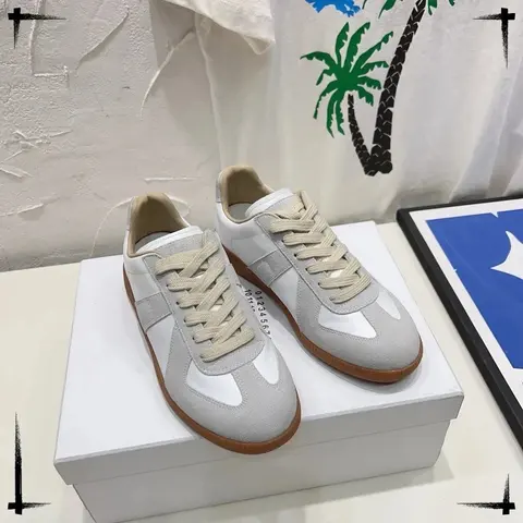 White and Gray Low-Top Sneakers