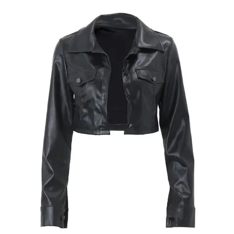 Black Cropped Leather Jacket
