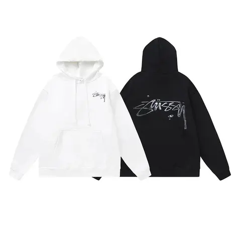 Stussy Signature Hoodie - White and Black
