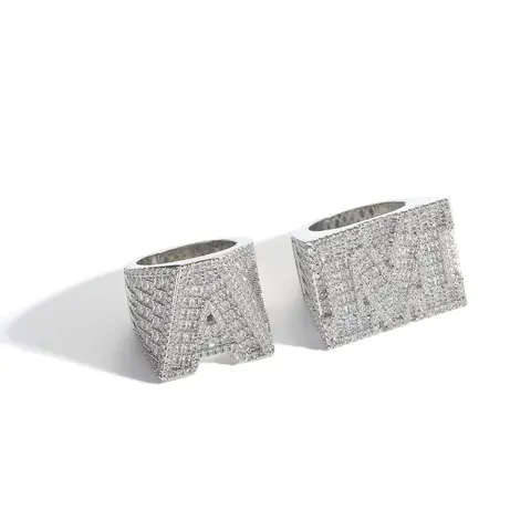 Diamond-Encrusted Letter Rings Set