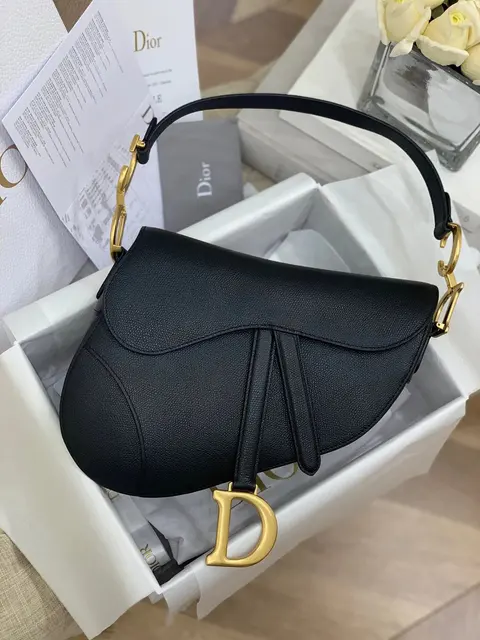 Dior Saddle Bag Black with Gold Hardware