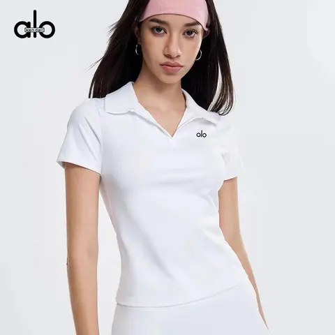 alo Yoga White Polo Shirt