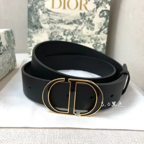 Dior CD Logo Belt Black with Gold Hardware