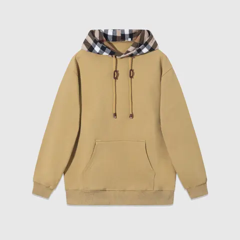 Burberry Check Lined Hooded Sweatshirt