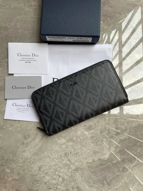 Christian Dior Oblique Print Zip Wallet