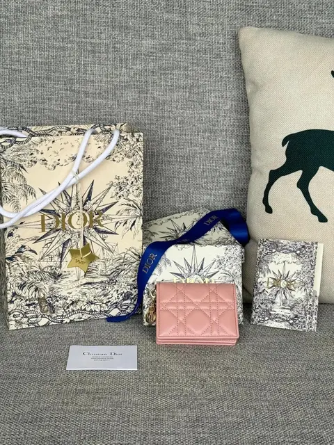 Dior Pink Quilted Wallet with Packaging