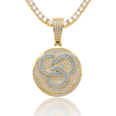 Gold Iced-Out Infinity Pendant Necklace with Diamond Accents