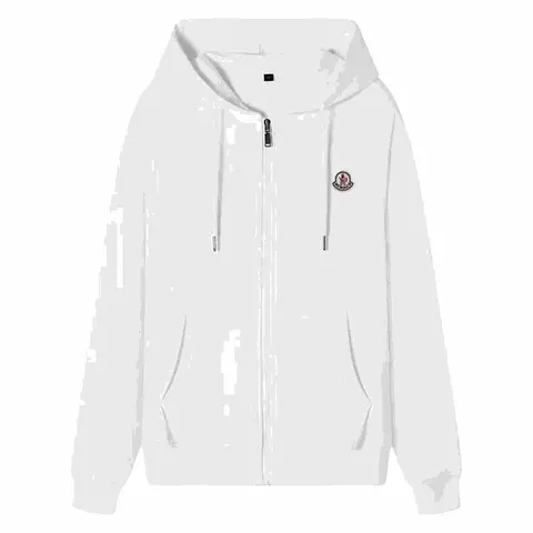 Moncler White Zip-Up Hoodie