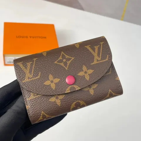 Louis Vuitton Monogram Wallet with Pink Button